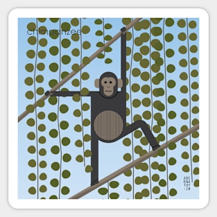 Minimal Zoo Art Series | A to Z  | Chimpanzee | Square Sticker